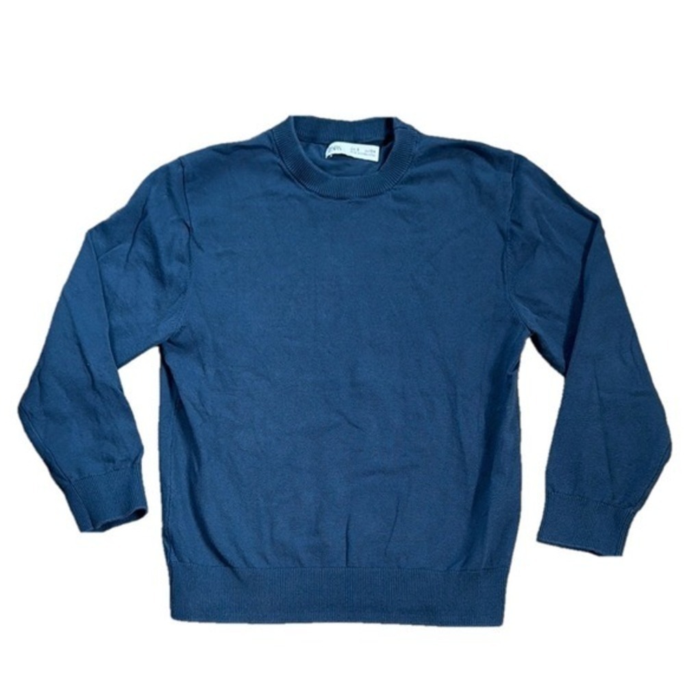 Zara Boys Size 9 Blue Classic Crew Neck Sweater 134 cm